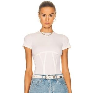 NEW Miaou Romy Short Sleeve Corset Tee Cream Crewneck Top Size XS NWT Revolve